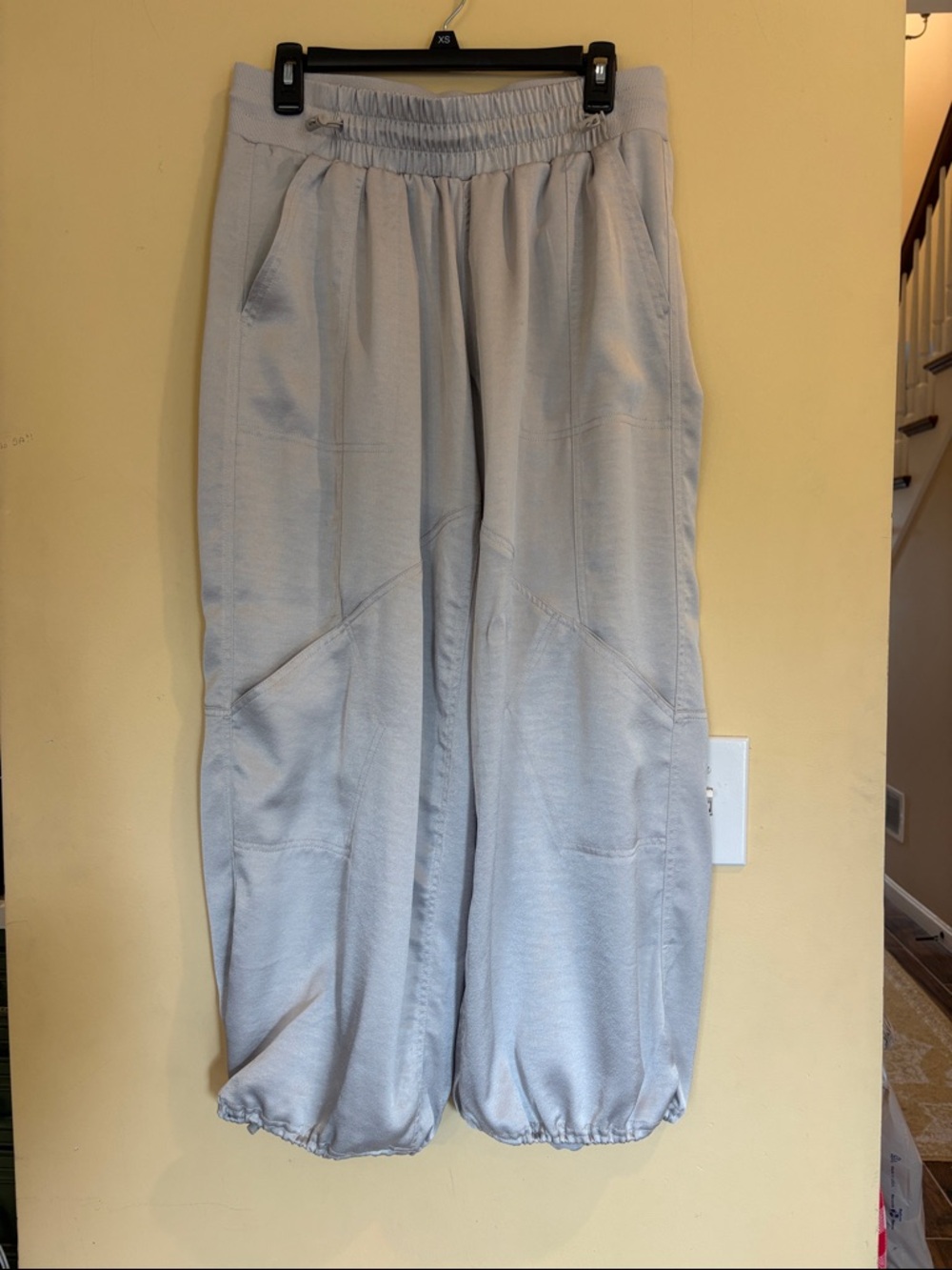 Anthropologie Daily Practice Light Gray Wide-Leg Drawstring Pants
